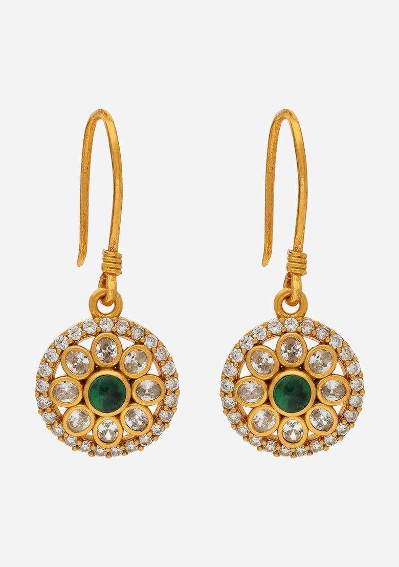 Temple Kushals Gold-Plated Drop Earrings for Women | Traditional Temple Jewellery for Wedding & Festive Wear | Gift for Her - Indya