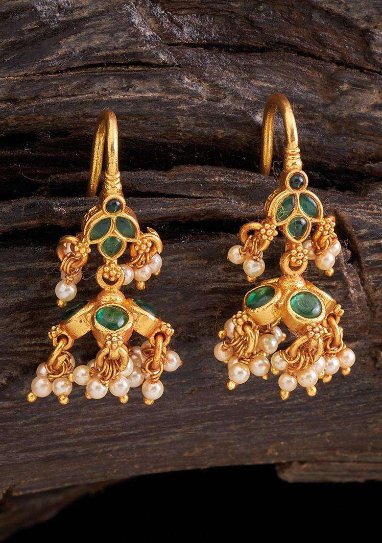 92.5 Pure Silver Gold-Plated Dome Shaped Jhumkas for Women | Traditional Temple Jewellery for Wedding & Festive Wear | Gift for Her - Indya