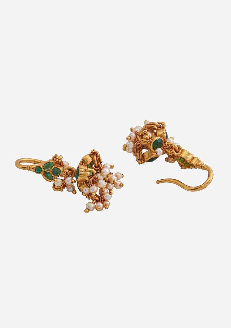 92.5 Pure Silver Gold-Plated Dome Shaped Jhumkas for Women | Traditional Temple Jewellery for Wedding & Festive Wear | Gift for Her - Indya