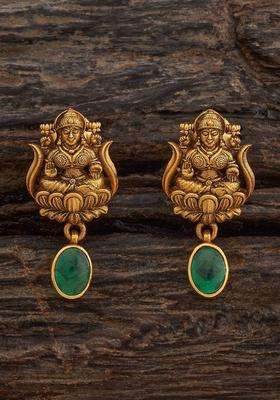 92.5 Pure Silver Green Oxidised Gold-Plated Studs Earrings for Women | Traditional Temple Jewellery for Wedding & Festive Wear | Gift for Her
