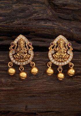 Embellished Bridal Gold-Plated 92.5 Silver Temple Studs for Women | Traditional Temple Jewellery for Wedding & Festive Wear | Gift for Her