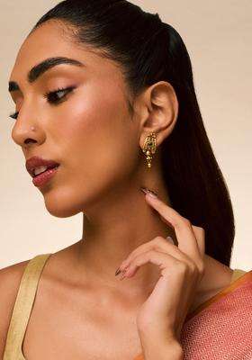 Embellished Bridal Gold-Plated 92.5 Silver Drop Earrings for Women | Traditional Temple Jewellery for Wedding & Festive Wear | Gift for Her