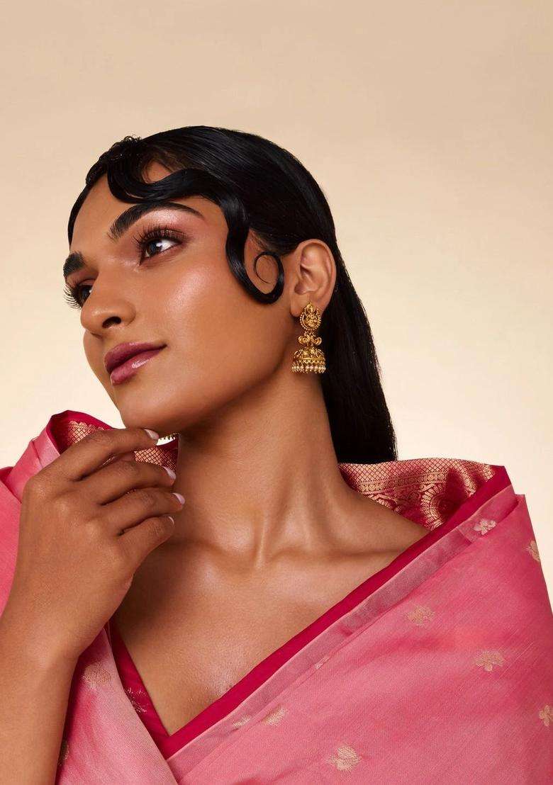 Gold-Plated Circular Jhumkas Earrings for Women | Traditional Temple Jewellery for Wedding & Festive Wear | Gift for Her - Indya
