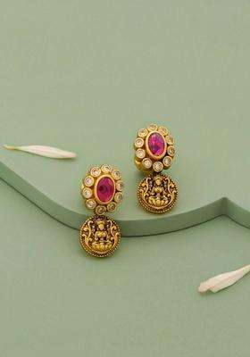 Gold-Plated Circular Drop Earrings for Women | Traditional Temple Jewellery for Wedding & Festive Wear | Gift for Her