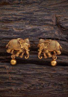 Embellished Bridal 92.5 Silver Gold-Plated Temple Studs for Women | Traditional Temple Jewellery for Wedding & Festive Wear | Gift for Her