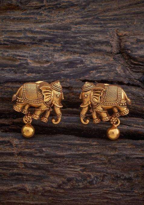 Embellished Bridal 92.5 Silver Gold-Plated Temple Studs for Women | Traditional Temple Jewellery for Wedding & Festive Wear | Gift for Her