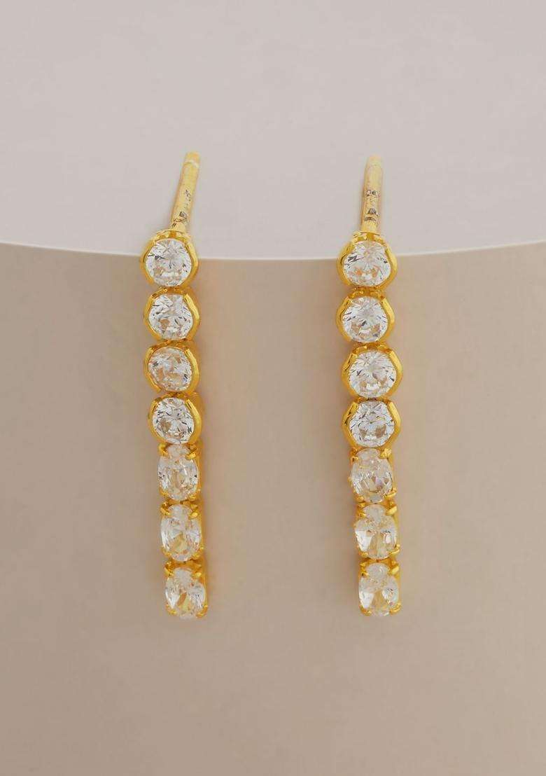 Zircon Kushals Gold-Plated Drop Earrings for Women | Stylish Party & Everyday Wear | Gift for Her - Indya