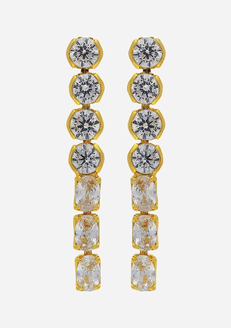 Zircon Kushals Gold-Plated Drop Earrings for Women | Stylish Party & Everyday Wear | Gift for Her - Indya