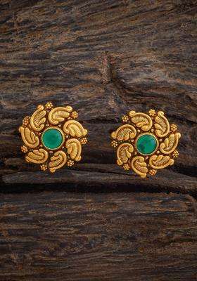 Embellished 92.5 Gold-Plated Classic Temple Studs for Women | Traditional Temple Jewellery for Wedding & Festive Wear | Gift for Her