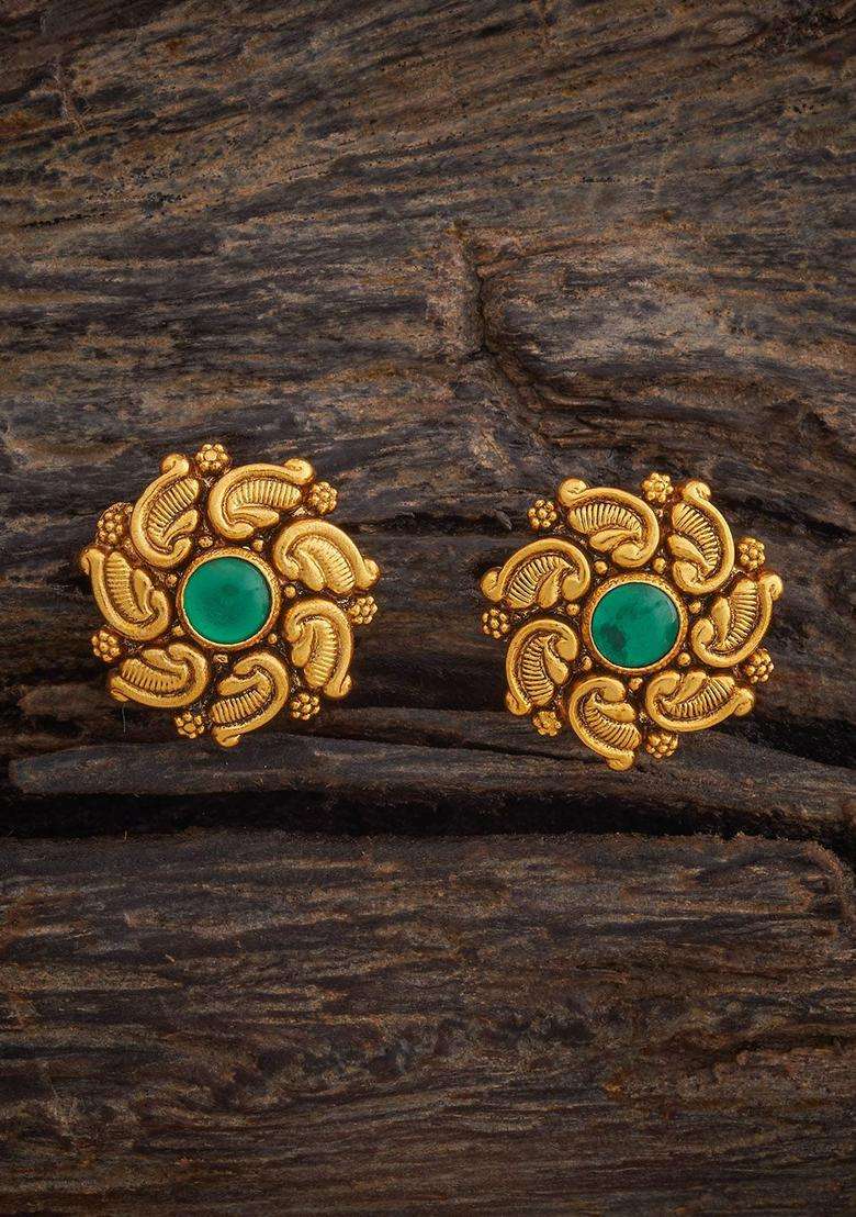 Embellished 92.5 Gold-Plated Classic Temple Studs for Women | Traditional Temple Jewellery for Wedding & Festive Wear | Gift for Her - Indya