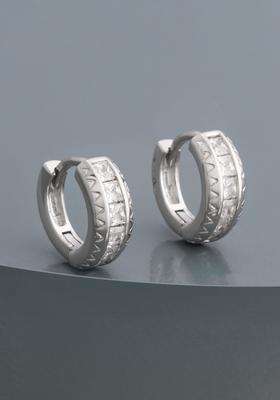 Zircon Rhodium Rhodium-Plated Circular Hoop Earrings for Women | Stylish Party & Everyday Wear | Gift for Her