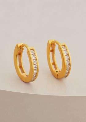 Zircon Kushals Gold-Plated Circular Hoop Earrings for Women | Stylish Party & Everyday Wear | Gift for Her