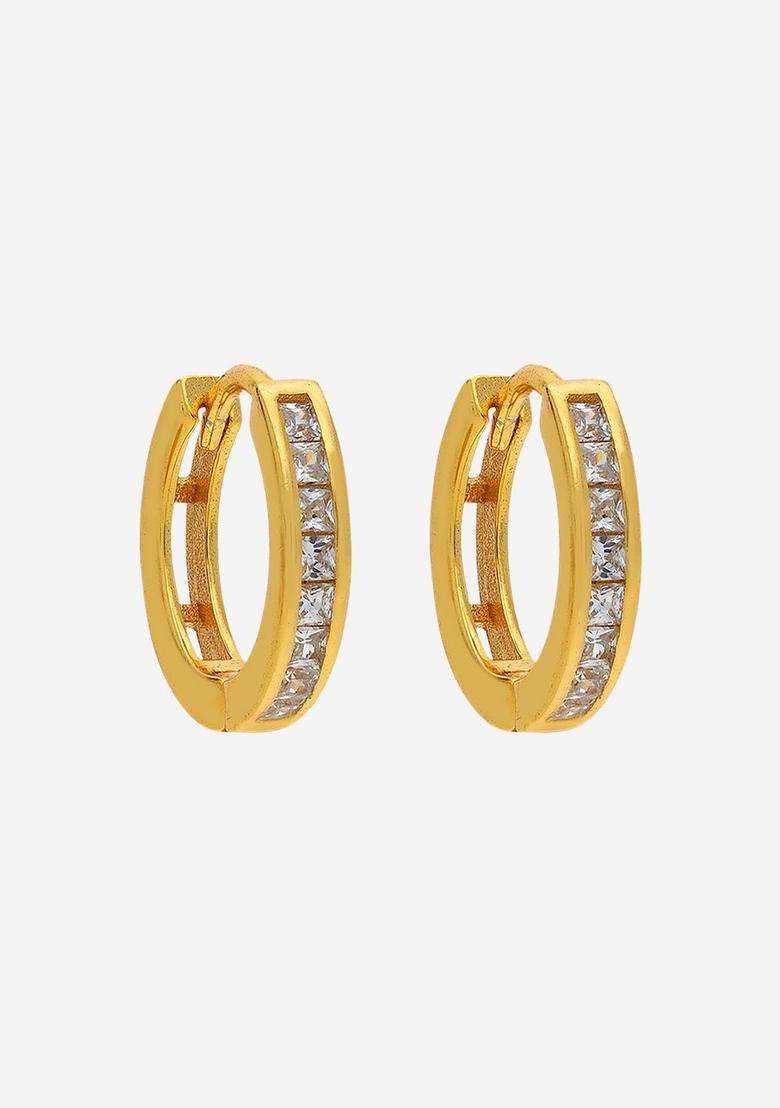 Zircon Kushals Gold-Plated Circular Hoop Earrings for Women | Stylish Party & Everyday Wear | Gift for Her - Indya