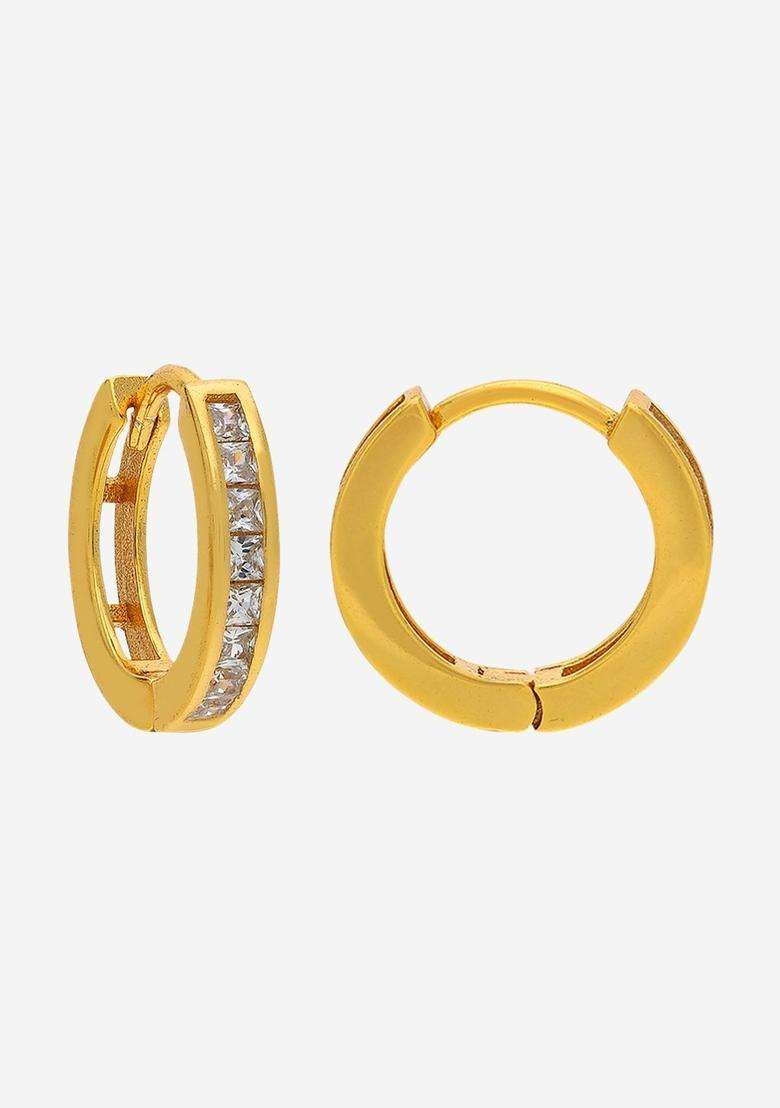 Zircon Kushals Gold-Plated Circular Hoop Earrings for Women | Stylish Party & Everyday Wear | Gift for Her - Indya