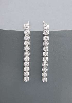 Zircon Rhodium Rhodium-Plated Drop Earrings for Women | Stylish Party & Everyday Wear | Gift for Her
