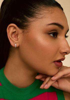 Zircon Rhodium Rhodium-Plated Circular Hoop Earrings for Women | Stylish Party & Everyday Wear | Gift for Her