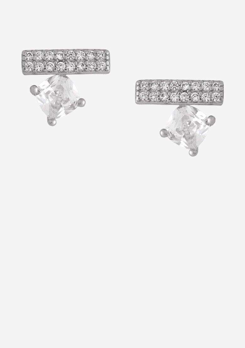 92.5 Rhodium-Plated Silver Classic Studs Earrings for Women | Stylish Party & Everyday Wear | Gift for Her - Indya