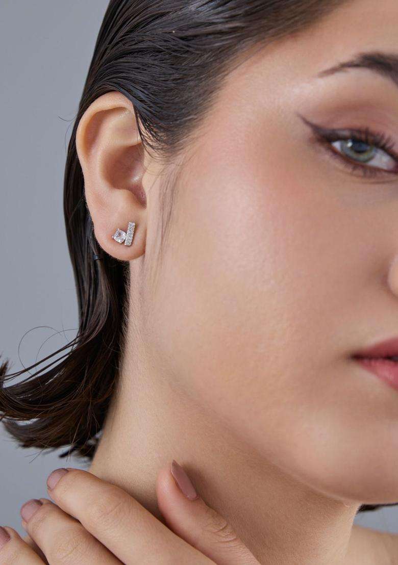 92.5 Rhodium-Plated Silver Classic Studs Earrings for Women | Stylish Party & Everyday Wear | Gift for Her - Indya