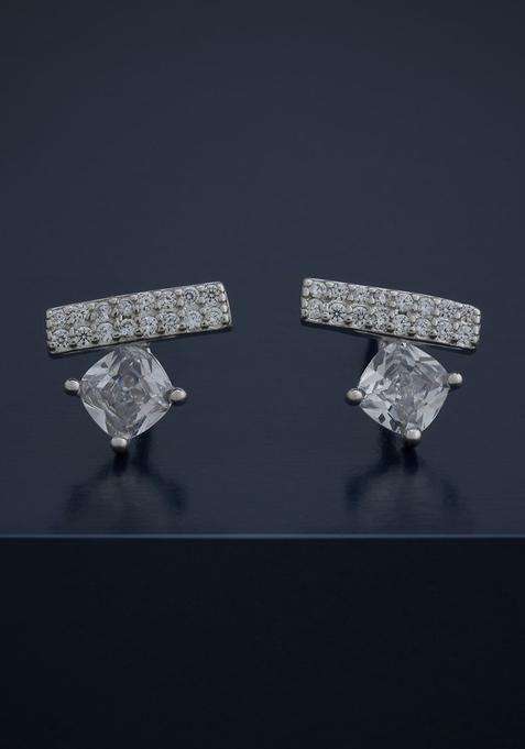 92.5 Rhodium-Plated Silver Classic Studs Earrings for Women | Stylish Party & Everyday Wear | Gift for Her