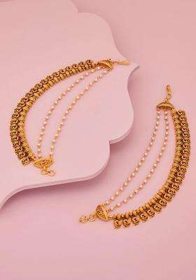 Gold-Plated Leaf Shaped Earrings for Women | Traditional Temple Jewellery for Wedding & Festive Wear | Gift for Her