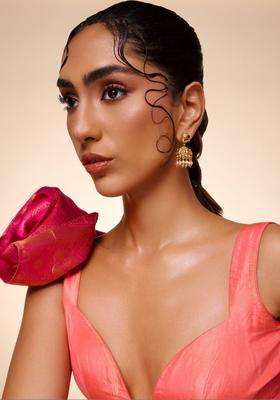 Circular Jhumkas Gold-Plated Ruby Ethnic Earrings for Women | Traditional Temple Jewellery for Wedding & Festive Wear | Gift for Her