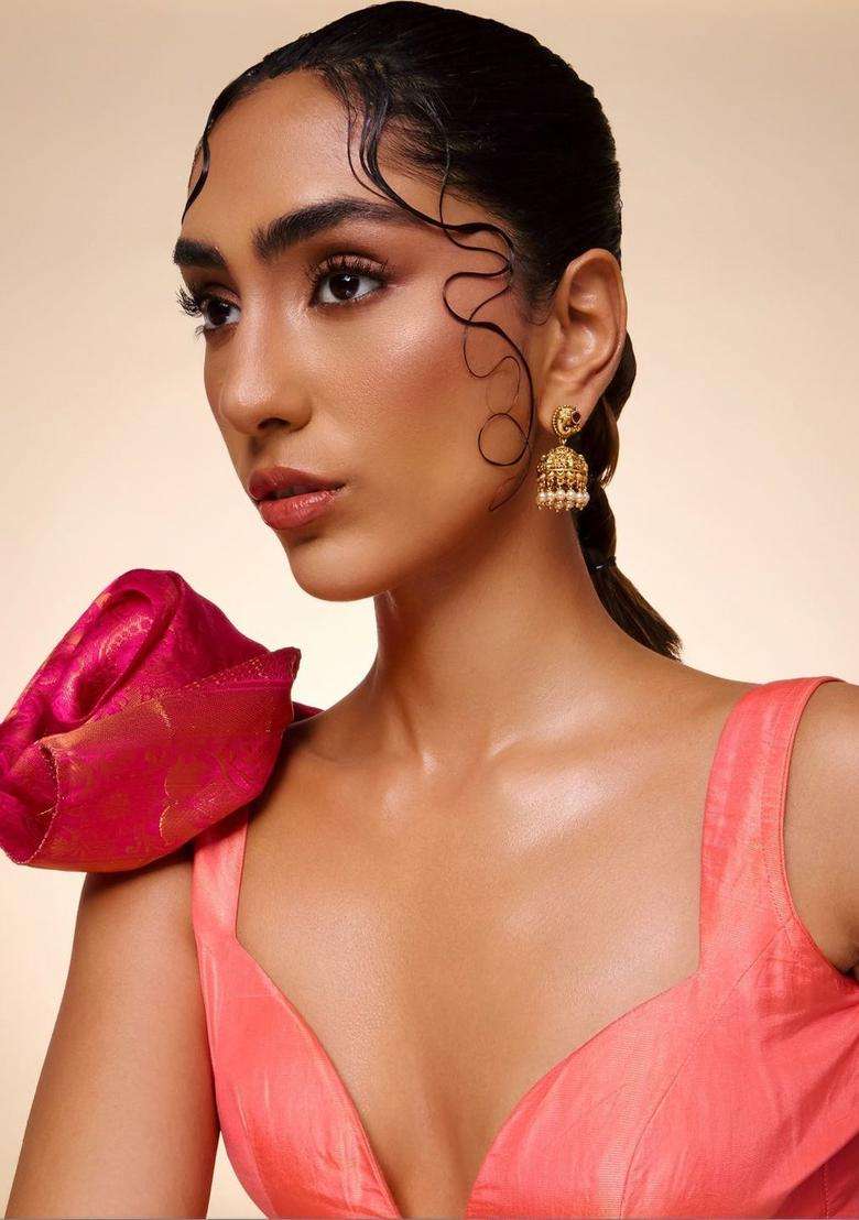 Circular Jhumkas Gold-Plated Ruby Ethnic Earrings for Women | Traditional Temple Jewellery for Wedding & Festive Wear | Gift for Her - Indya