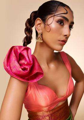 Floral Jhumkas Gold-Plated Ruby Ethnic Earrings for Women | Traditional Temple Jewellery for Wedding & Festive Wear | Gift for Her