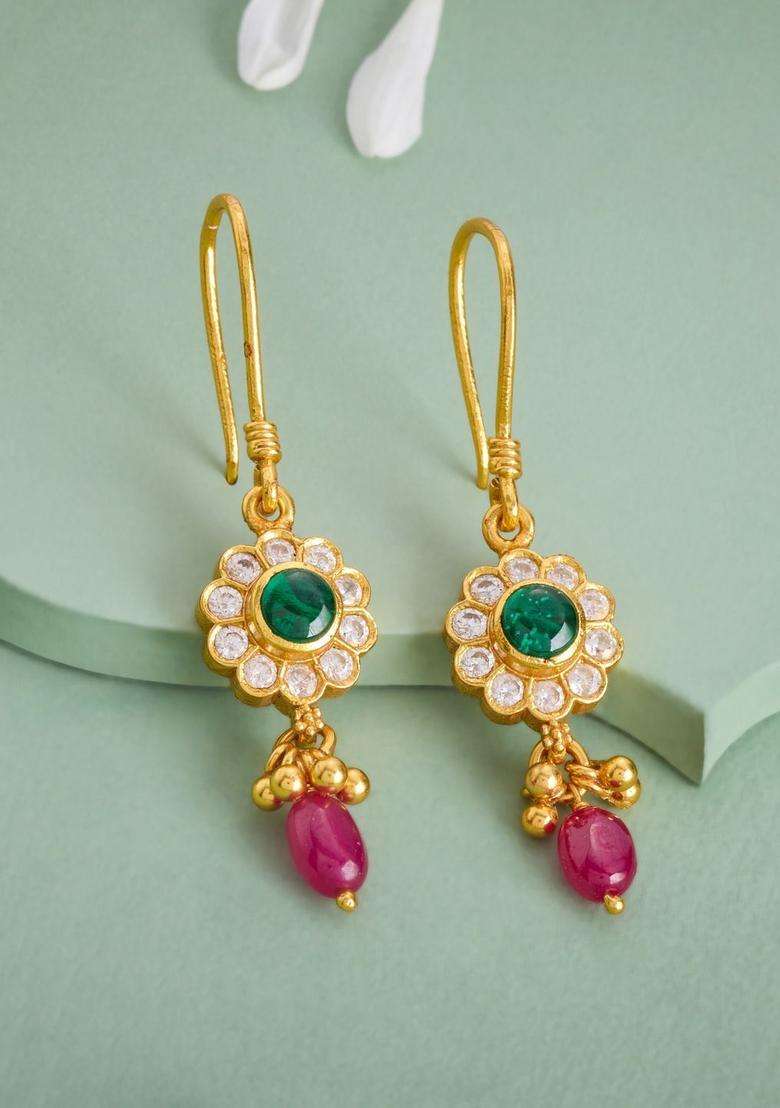 Gold-Plated Circular Drop Earrings for Women | Traditional Temple Jewellery for Wedding & Festive Wear | Gift for Her - Indya