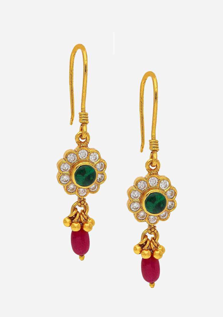 Gold-Plated Circular Drop Earrings for Women | Traditional Temple Jewellery for Wedding & Festive Wear | Gift for Her - Indya