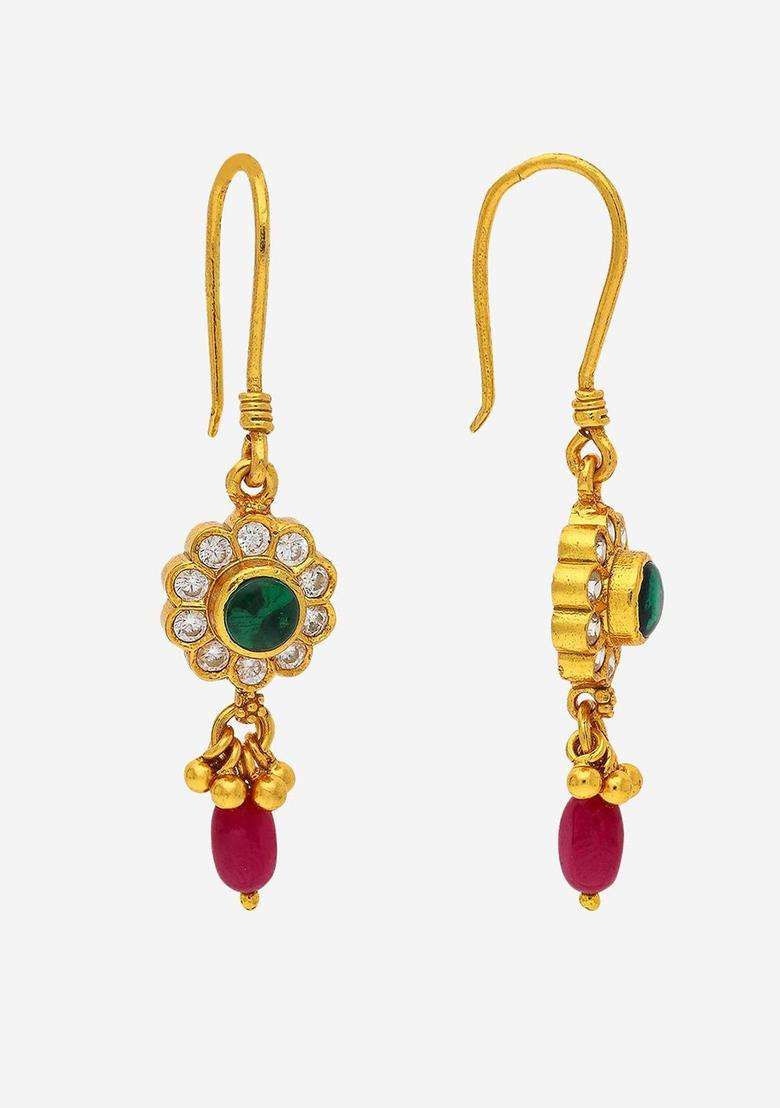 Gold-Plated Circular Drop Earrings for Women | Traditional Temple Jewellery for Wedding & Festive Wear | Gift for Her - Indya
