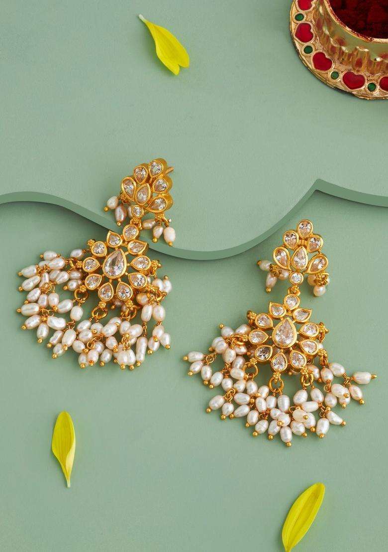 Temple Kushals Gold-Plated Drop Earrings for Women | Traditional Temple Jewellery for Wedding & Festive Wear | Gift for Her - Indya