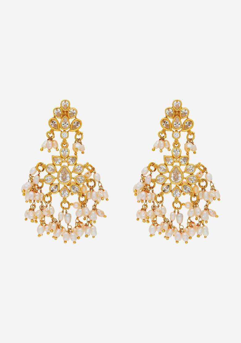 Temple Kushals Gold-Plated Drop Earrings for Women | Traditional Temple Jewellery for Wedding & Festive Wear | Gift for Her - Indya