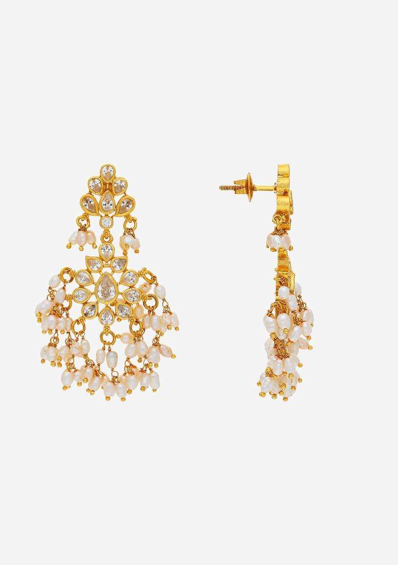 Temple Kushals Gold-Plated Drop Earrings for Women | Traditional Temple Jewellery for Wedding & Festive Wear | Gift for Her - Indya