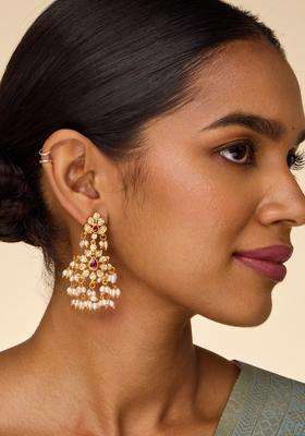 Temple Kushals Gold-Plated Drop Earrings for Women | Traditional Temple Jewellery for Wedding & Festive Wear | Gift for Her