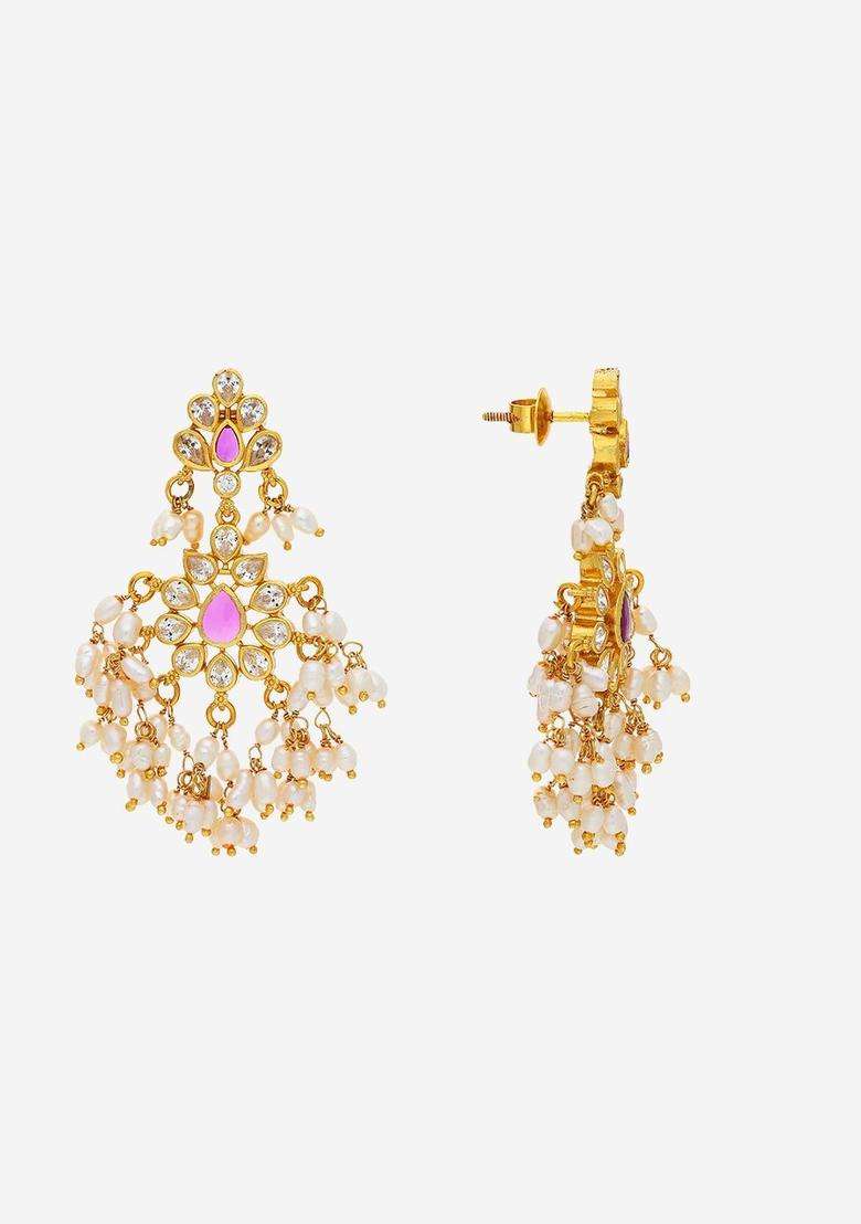 Temple Kushals Gold-Plated Drop Earrings for Women | Traditional Temple Jewellery for Wedding & Festive Wear | Gift for Her - Indya