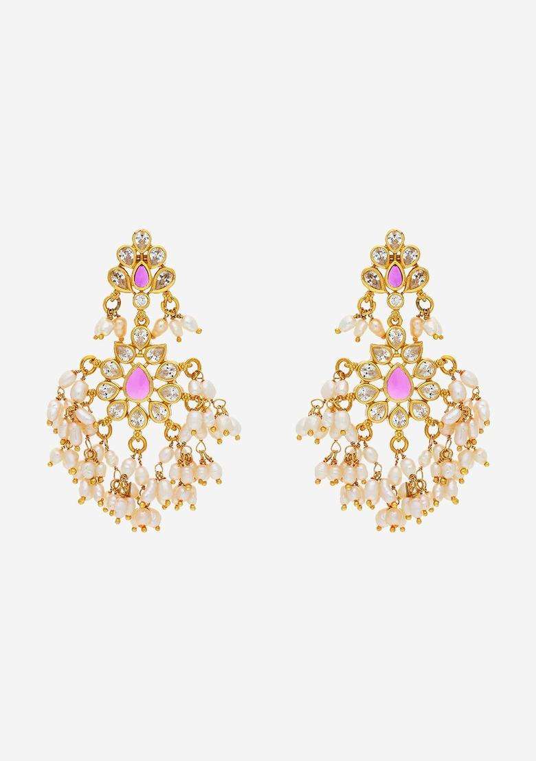 Temple Kushals Gold-Plated Drop Earrings for Women | Traditional Temple Jewellery for Wedding & Festive Wear | Gift for Her - Indya