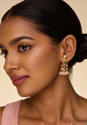 Temple Kushals Gold-Plated Drop Earrings for Women | Traditional Temple Jewellery for Wedding & Festive Wear | Gift for Her