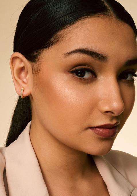 Zircon Kushals Gold-Plated Circular Hoop Earrings for Women | Stylish Party & Everyday Wear | Gift for Her