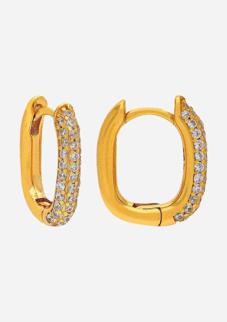 Zircon Kushals Gold-Plated Circular Hoop Earrings for Women | Stylish Party & Everyday Wear | Gift for Her - Indya