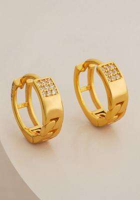 Zircon Kushals Gold-Plated Circular Hoop Earrings for Women | Stylish Party & Everyday Wear | Gift for Her