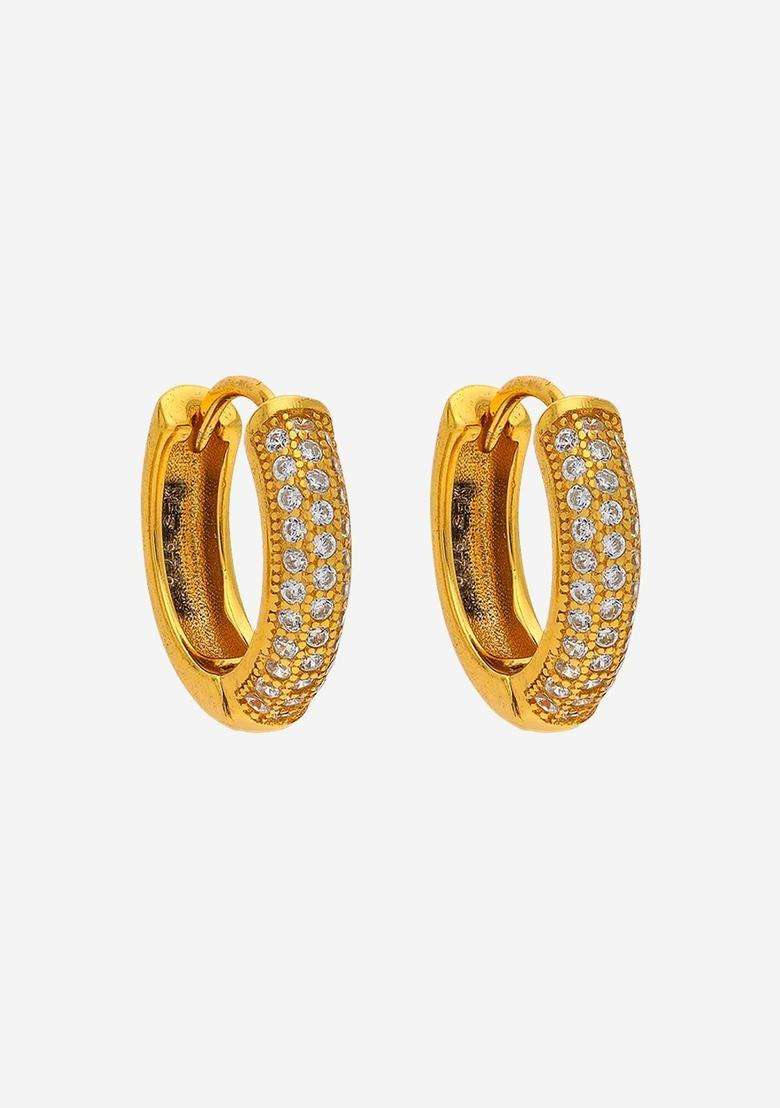 Zircon Kushals Gold-Plated Circular Hoop Earrings for Women | Stylish Party & Everyday Wear | Gift for Her - Indya