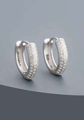 Zircon Rhodium Rhodium-Plated Circular Hoop Earrings for Women | Stylish Party & Everyday Wear | Gift for Her
