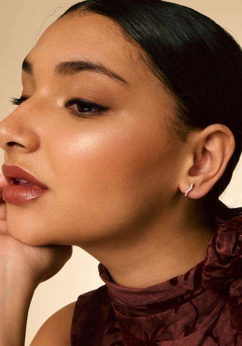Zircon Rhodium Rhodium-Plated Circular Hoop Earrings for Women | Stylish Party & Everyday Wear | Gift for Her