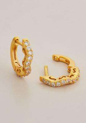 Zircon Kushals Gold-Plated Circular Hoop Earrings for Women | Stylish Party & Everyday Wear | Gift for Her