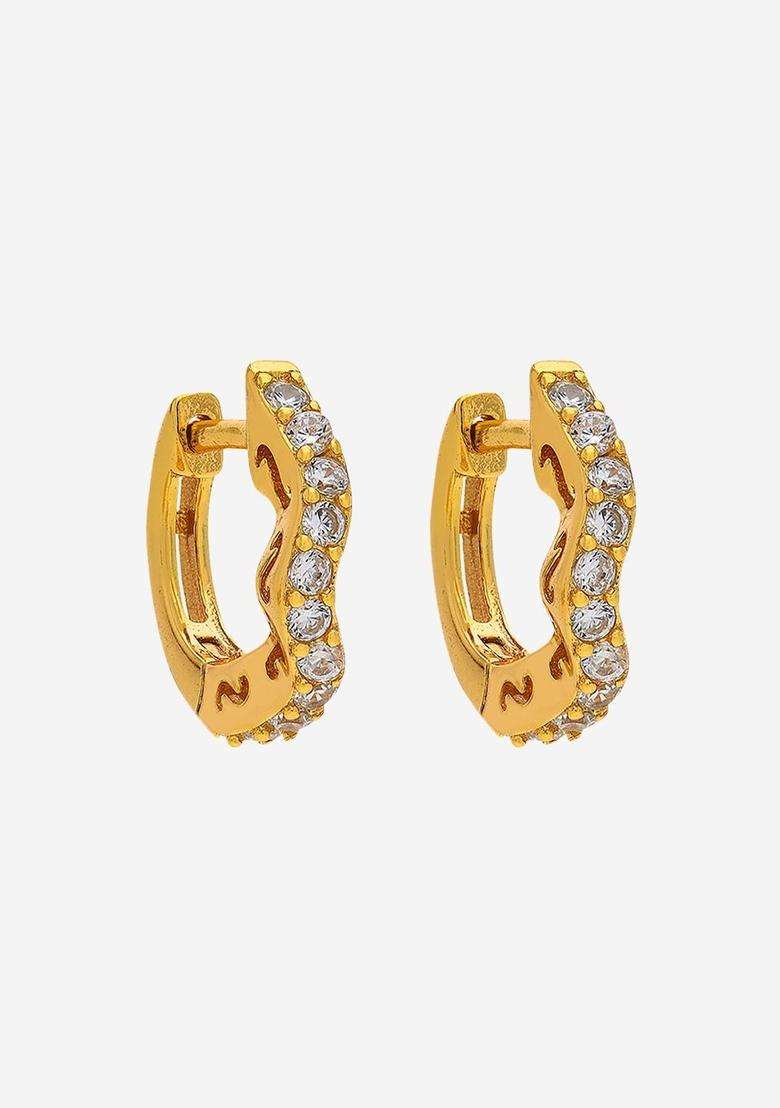 Zircon Kushals Gold-Plated Circular Hoop Earrings for Women | Stylish Party & Everyday Wear | Gift for Her - Indya