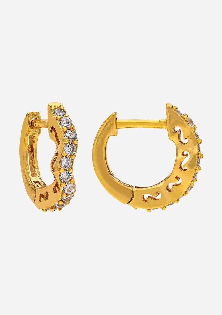 Zircon Kushals Gold-Plated Circular Hoop Earrings for Women | Stylish Party & Everyday Wear | Gift for Her - Indya