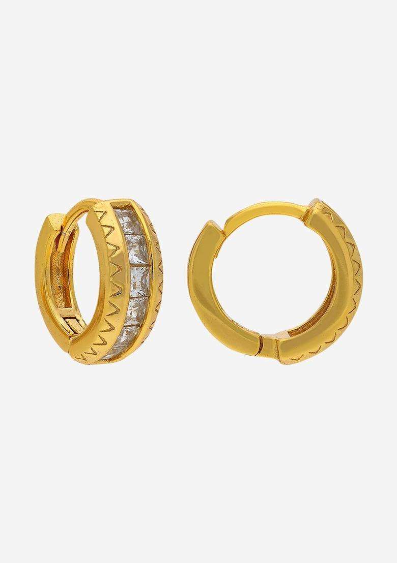 Zircon Kushals Gold-Plated Circular Hoop Earrings for Women | Stylish Party & Everyday Wear | Gift for Her - Indya