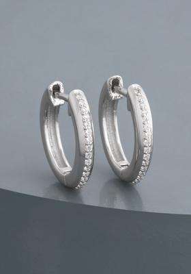 Zircon Rhodium Rhodium-Plated Circular Hoop Earrings for Women | Stylish Party & Everyday Wear | Gift for Her