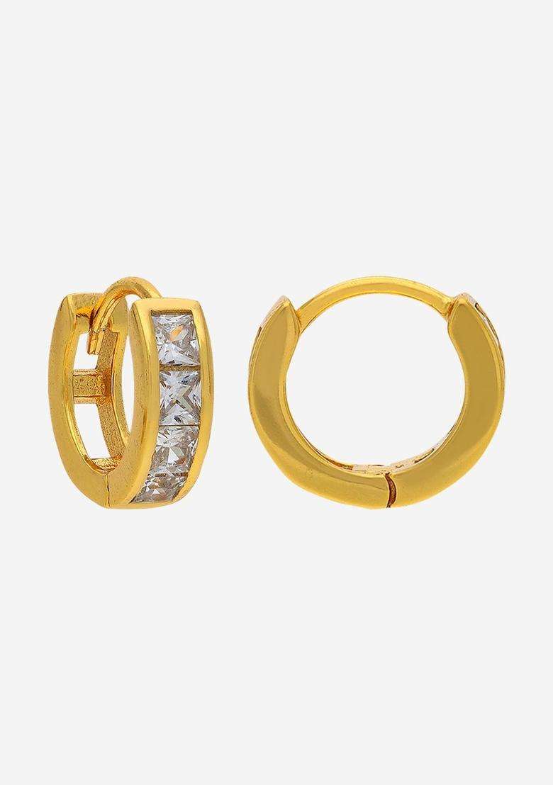Zircon Kushals Gold-Plated Circular Hoop Earrings for Women | Stylish Party & Everyday Wear | Gift for Her - Indya