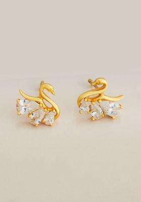 Gold-Plated Classic Studs Earrings with Zircon for Women | Stylish Party & Everyday Wear | Gift for Her